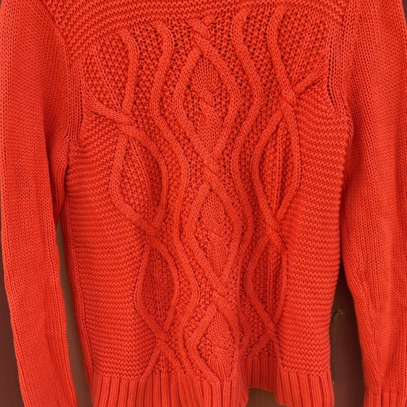 $5/25 Lands End Orange Cable Knit Sweater - Picture 3 of 8